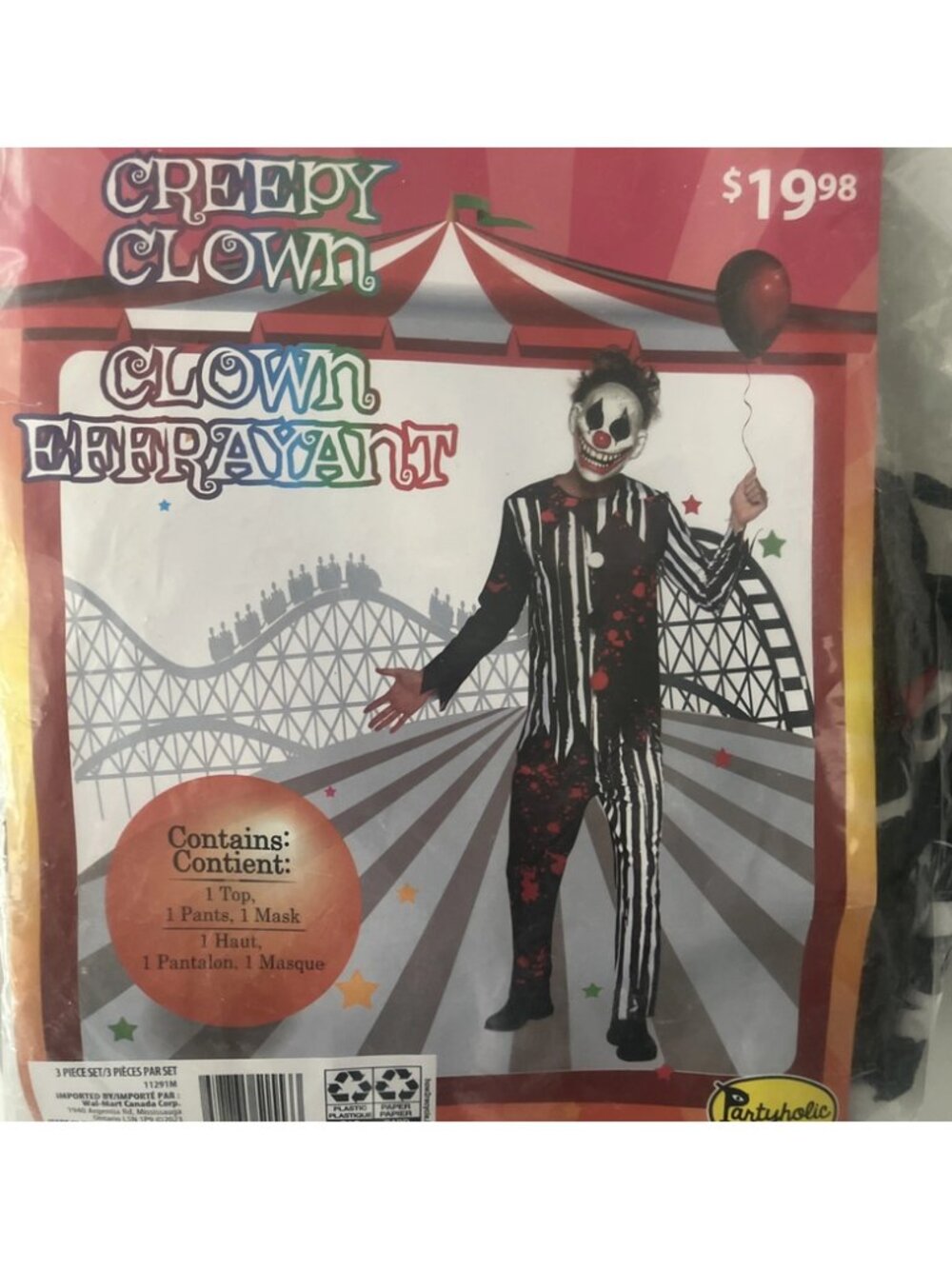 Partyholic Men's Creepy Clown Halloween Costume Medium (32-34)